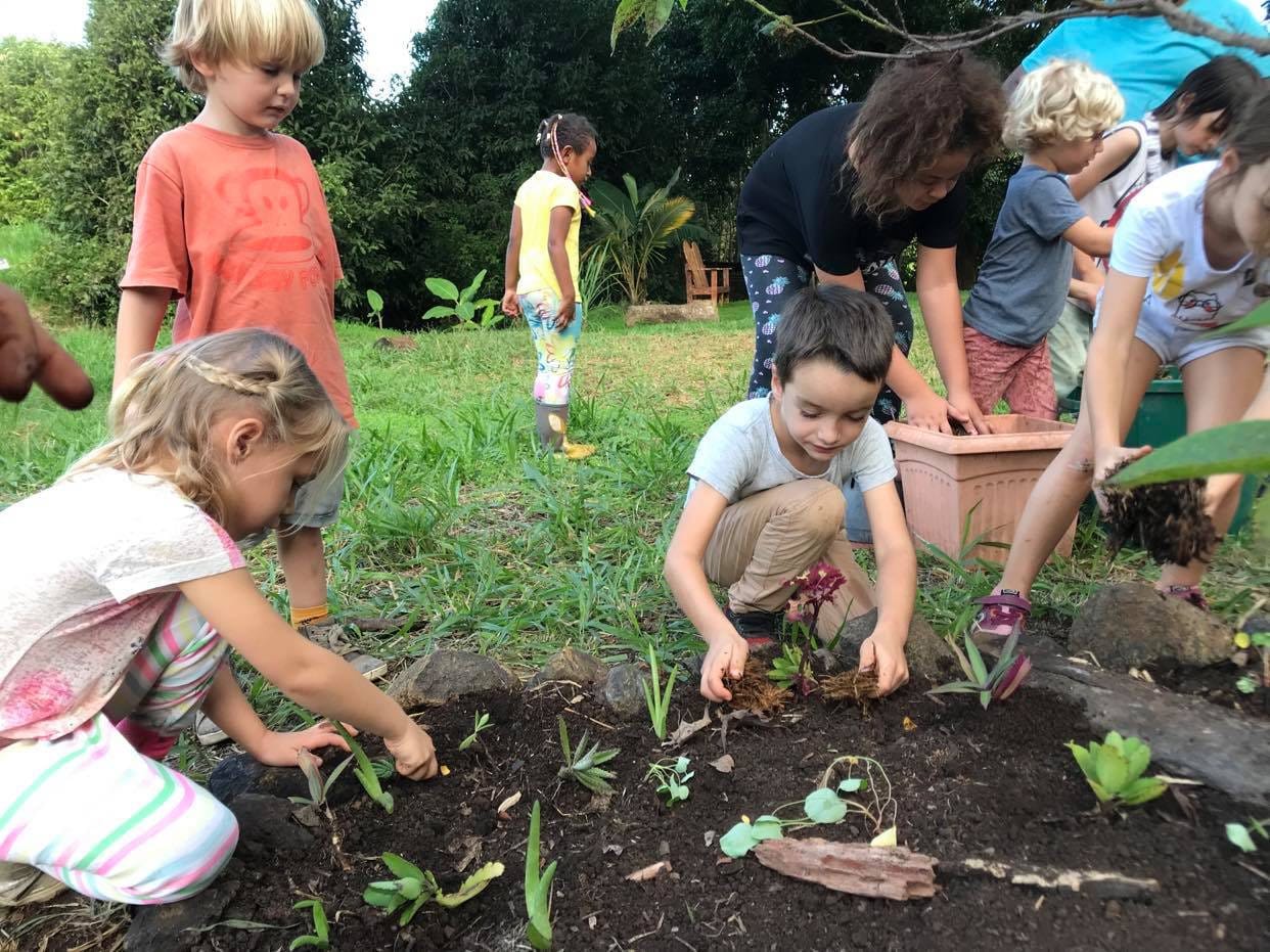 Children gardening