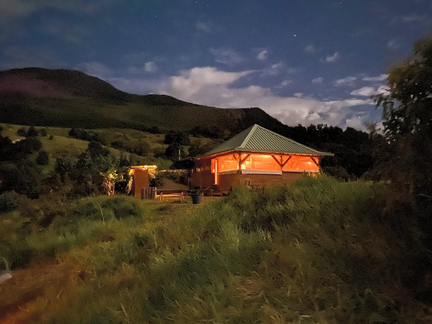 The Oasis yurt at dusk