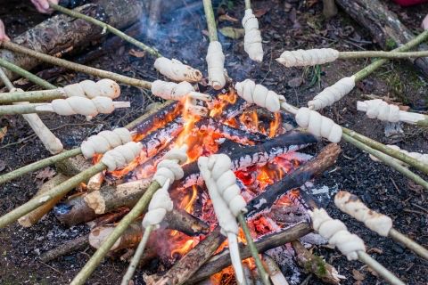 Bread rolls baked over a wood fire